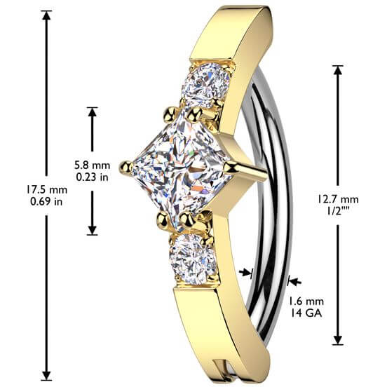 Belly Button Piercing diamond shape zirconia prong setting
