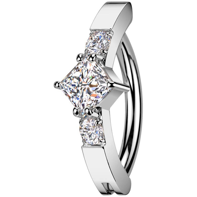 Belly Button Piercing diamond shape zirconia prong setting