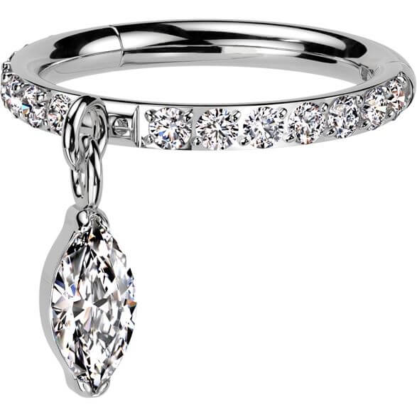 Titan Ring Zirkonia Marquise Schliff Anhänger Segment