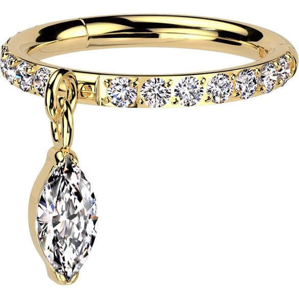 Titan Ring Zirkonia Marquise Schliff Anhänger Segment