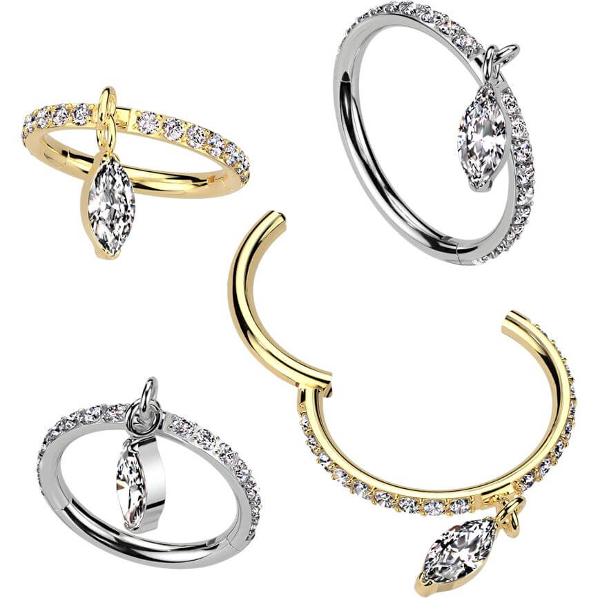Titan Ring Zirkonia Marquise Schliff Anhänger Segment