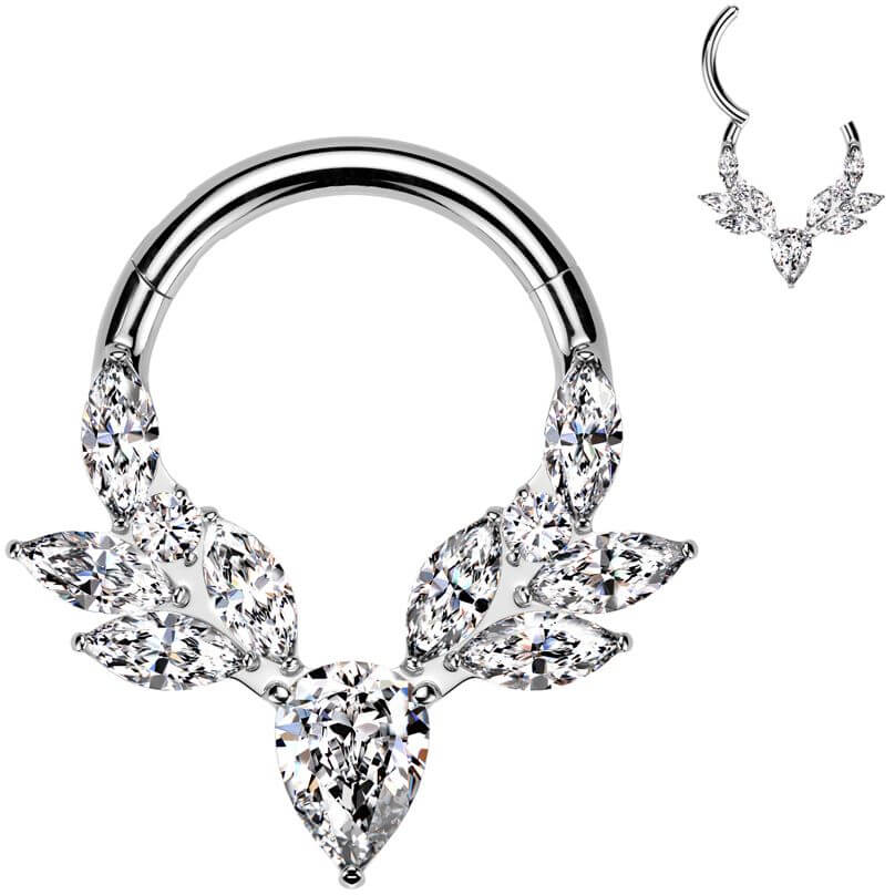 Titanium Ring vines marquise cut zirconia Segment