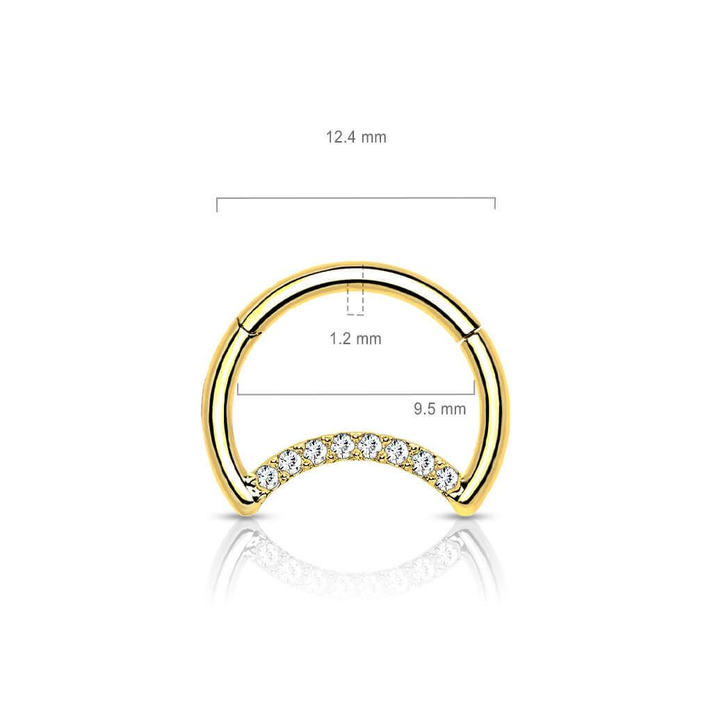 Titanio Anillo Circonita Luna Clicker