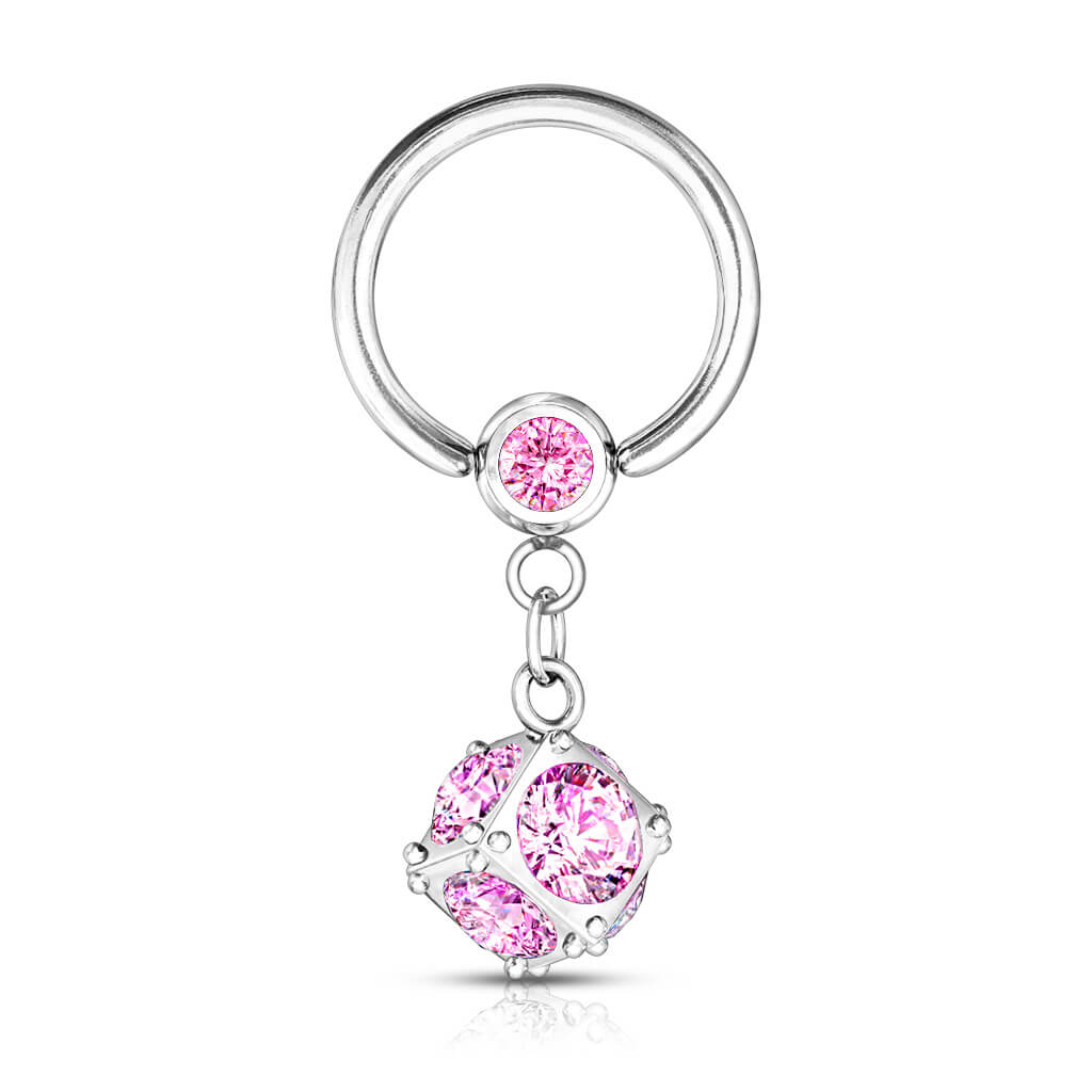 Ring Kugel Zirkonia beweglich Silber Klemmkugelring