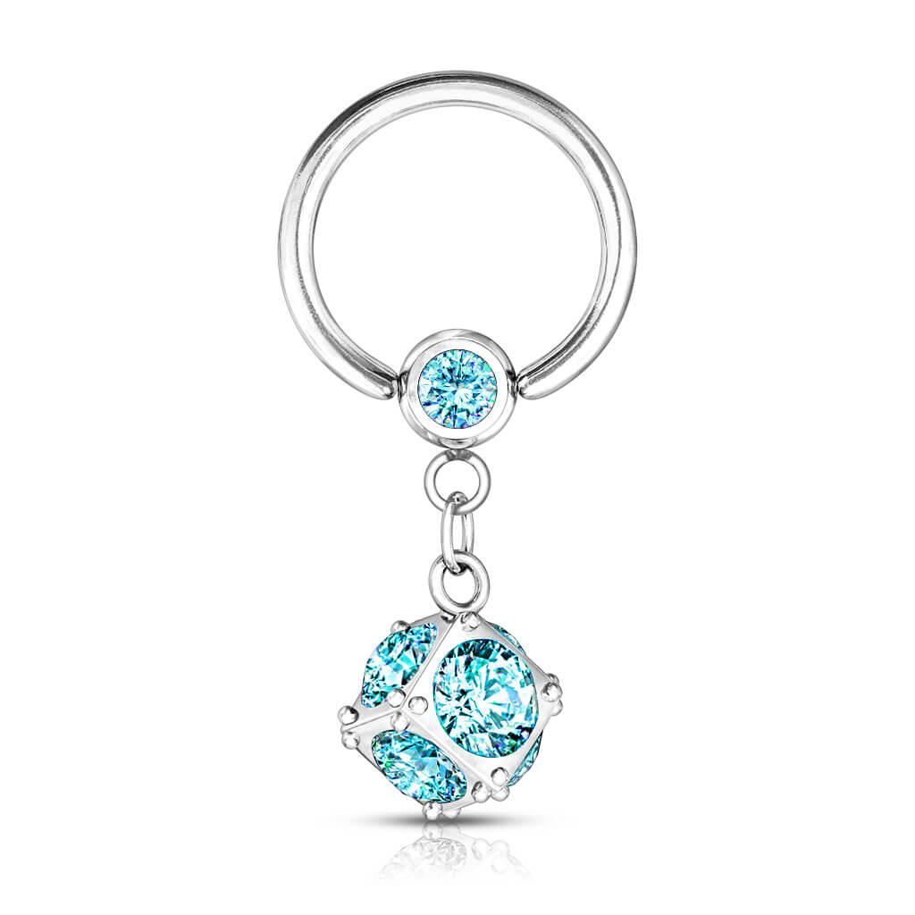 Ring Kugel Zirkonia beweglich Silber Klemmkugelring