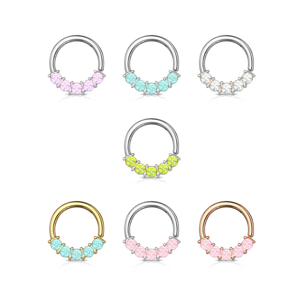 Anello Piercing 5 pietre sintentiche brillanti Pieghevole