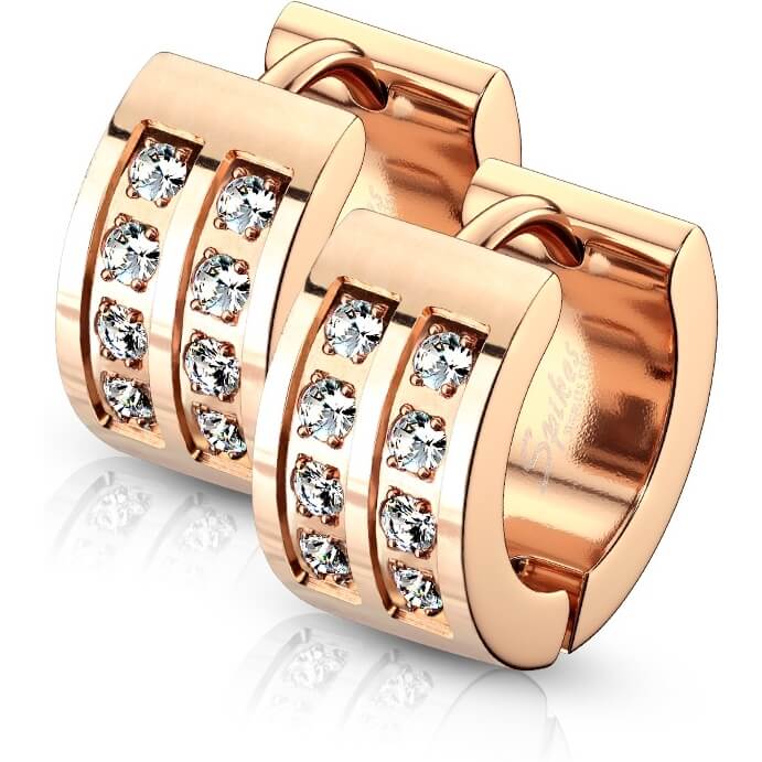 Boucle d'Oreille Double Ligne Zircone Cliqueur