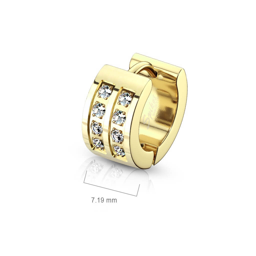 Boucle d'Oreille Double Ligne Zircone Cliqueur