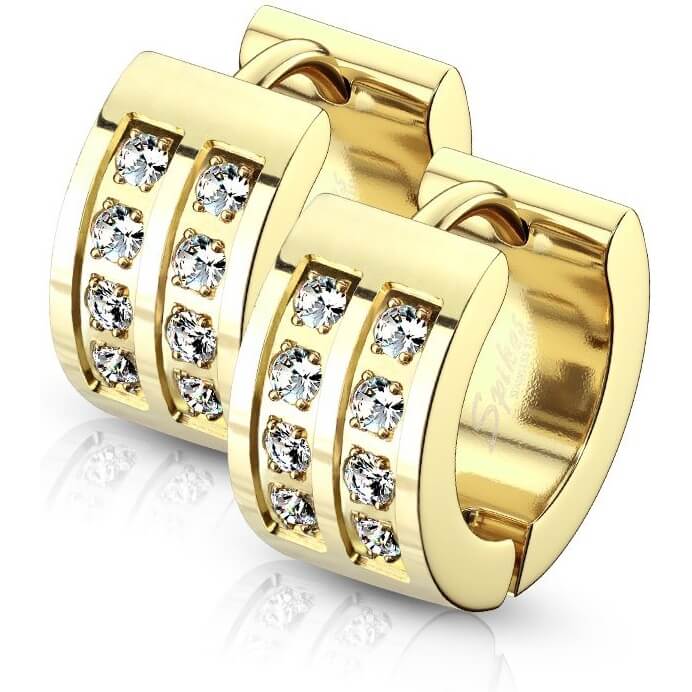 Boucle d'Oreille Double Ligne Zircone Cliqueur