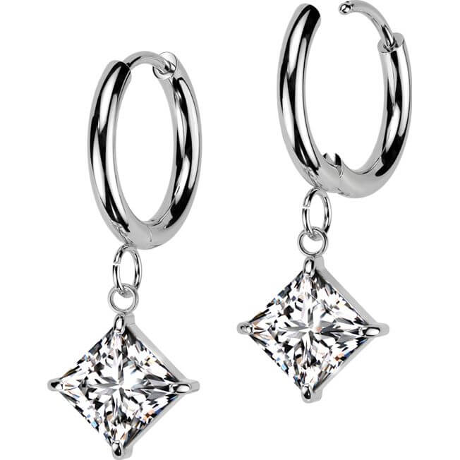 square zirconia dangle