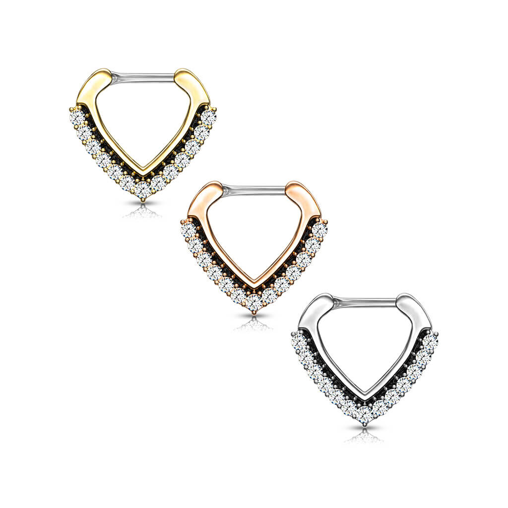 Piercing Septum Triangolo a scatto Zirconia Clicker