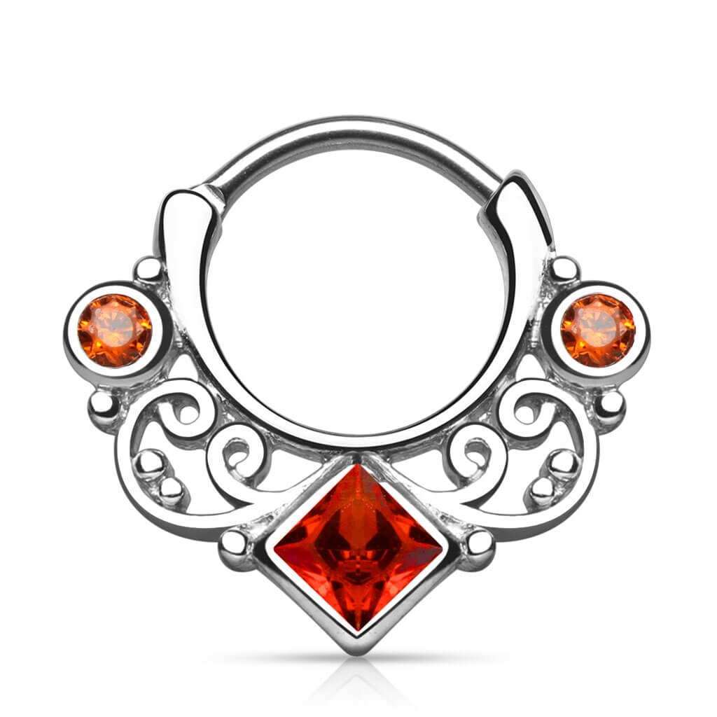 Piercing Septum Clicker argento con zircone quadrato Clicker