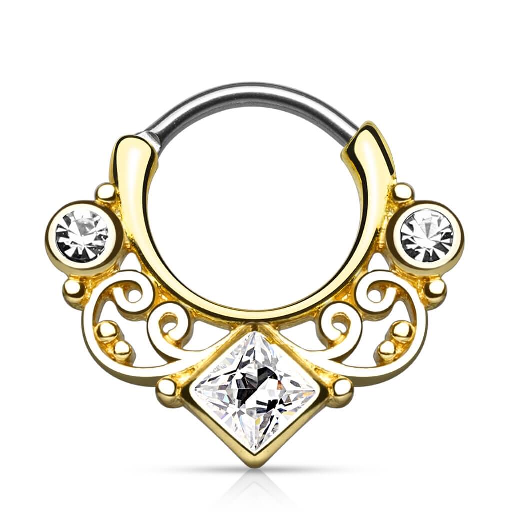 Piercing Septum Clicker con zircone quadrato Clicker