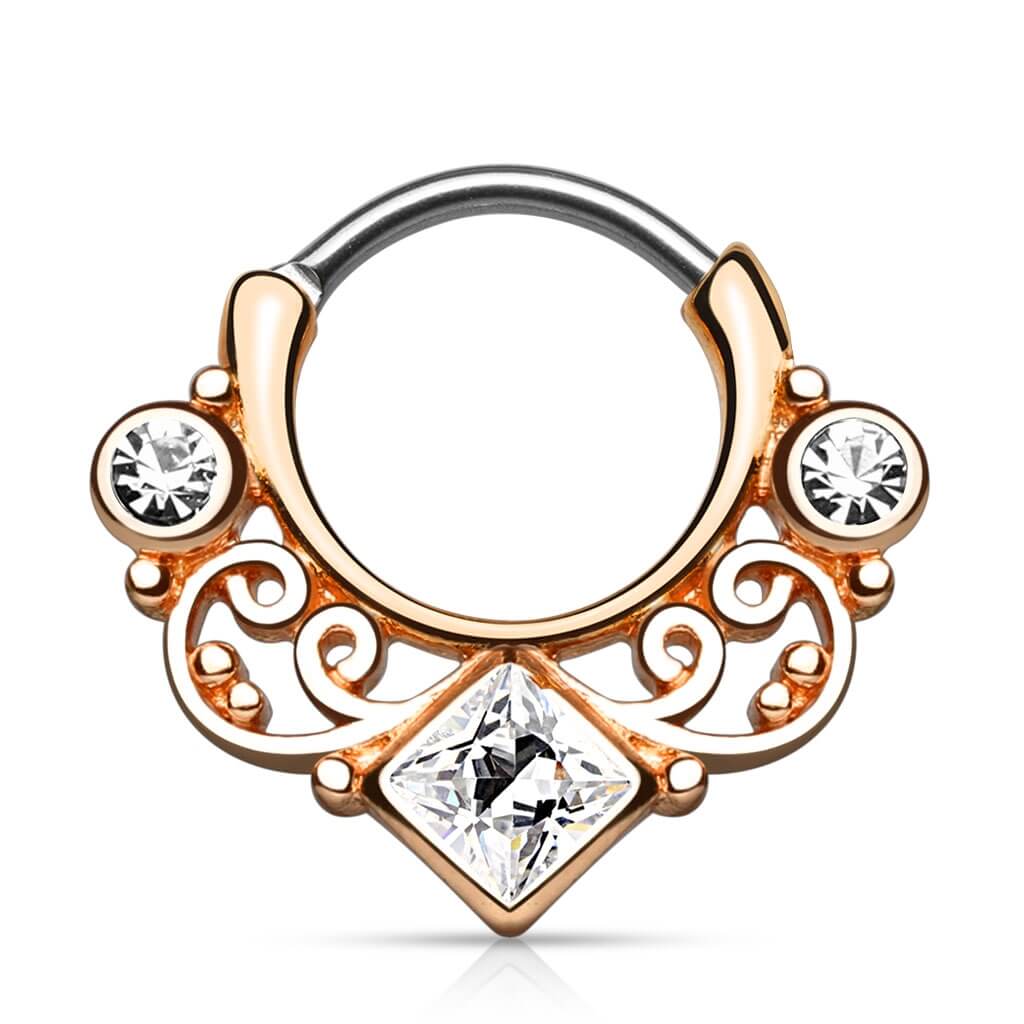 Piercing Septum Clicker con zircone quadrato Clicker