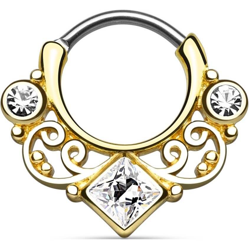Piercing Septum Clicker con zircone quadrato Clicker