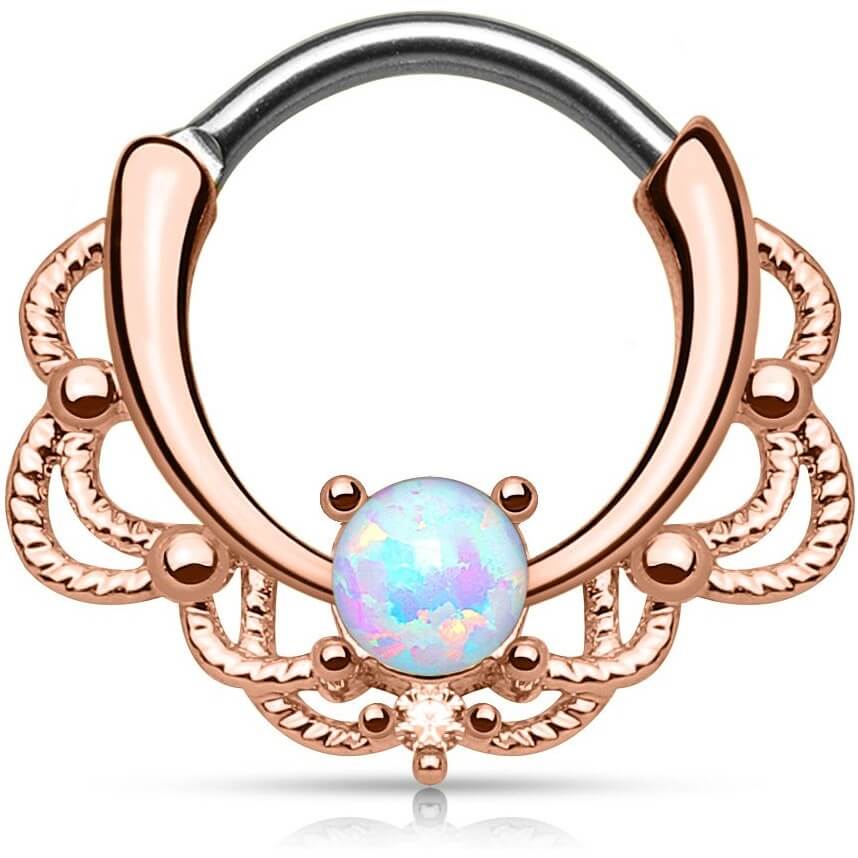 Piercing Septum Clicker oro con opale Clicker