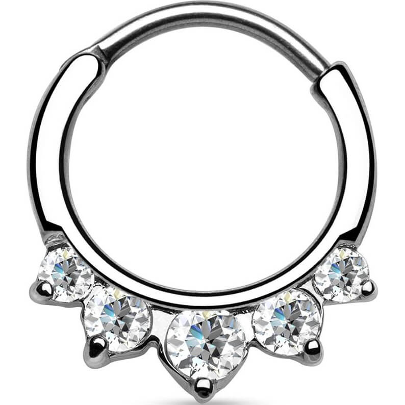 Piercing Septum Clicker a 5 zirconi Clicker