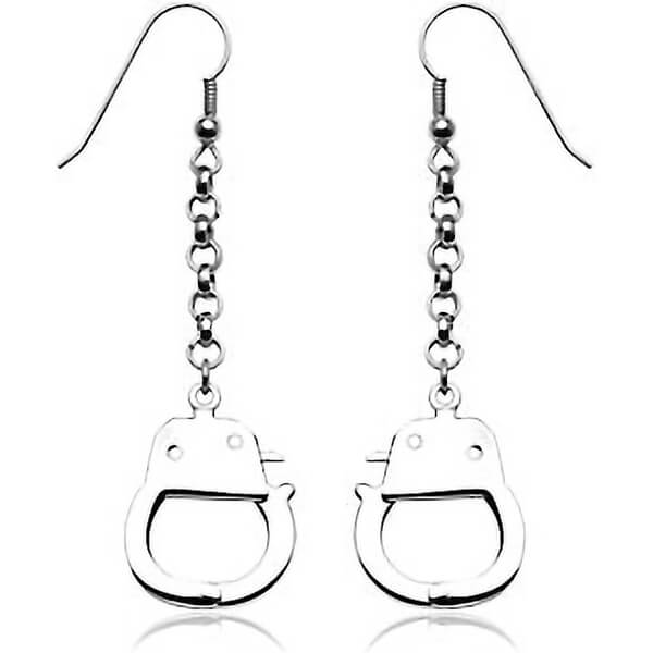 Boucle d'Oreille Pendentif Menottes Argent