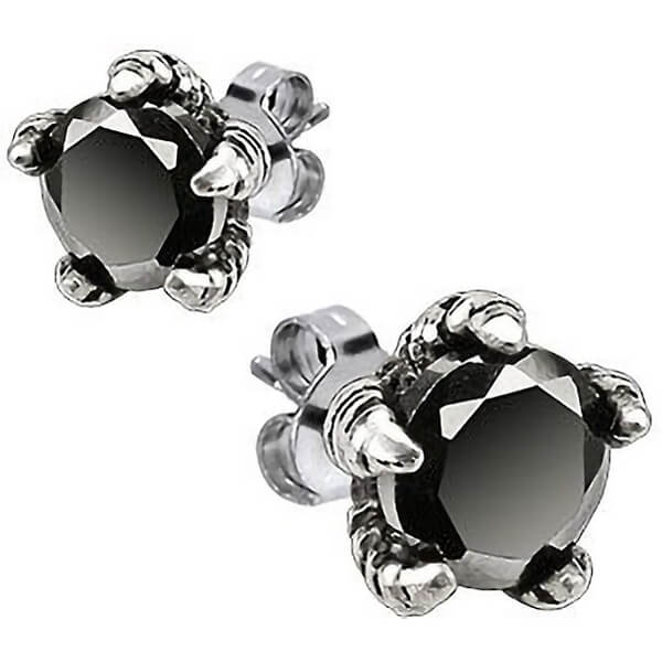 Garra de águila de plata con circonita negra