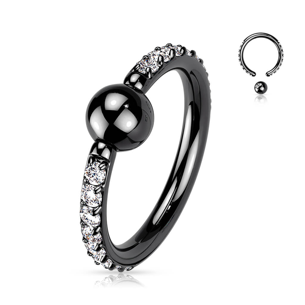 Tytan kółko z kulką cyrkonia zapięcie captive bead