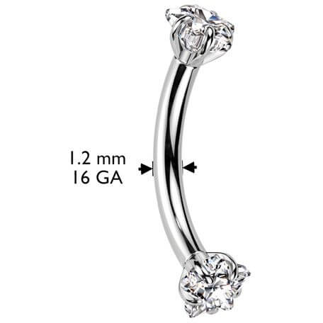 Titanium Curved Barbell star zirconia Internally Threaded
