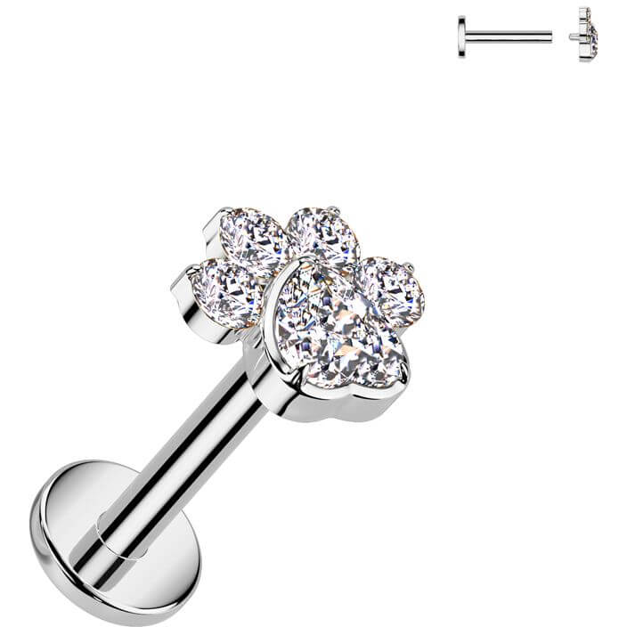 Titanium Labret paw zirconia Internally Threaded