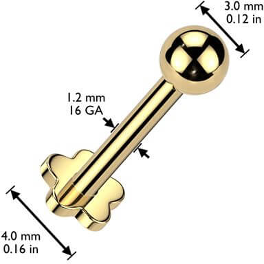 Titanium Labret ball flower base Internally Threaded