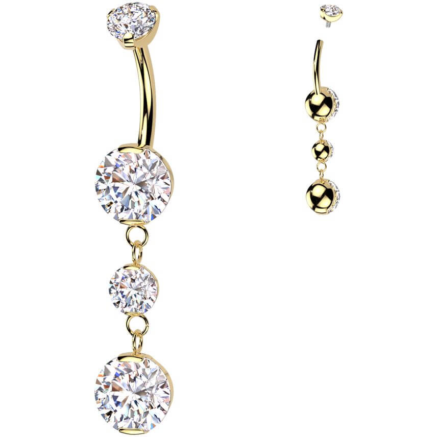 Titanium Belly Button Piercing dangle zirconias Internally Threaded