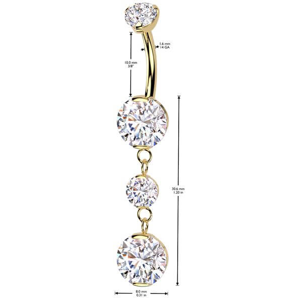 Titanium Belly Button Piercing dangle zirconias Internally Threaded