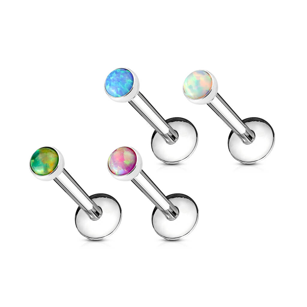 Labret Opal Flat Round Internally Threaded