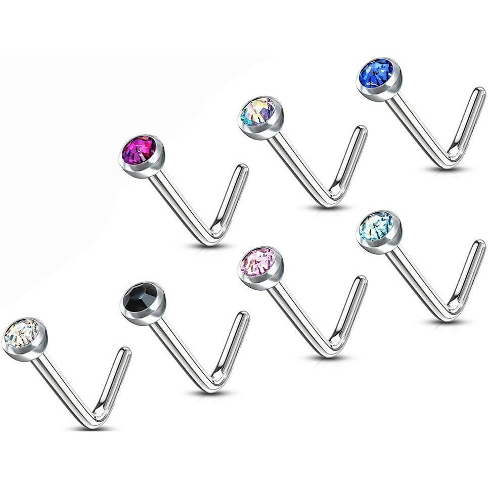 Nez En Forme de L Zircone Ronde Argent