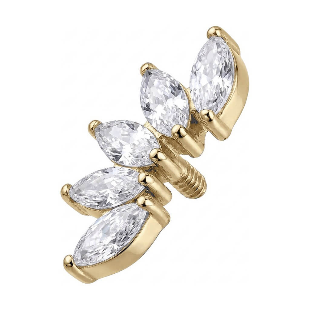 Titanium Top Curved Marquise Fan Internally Threaded