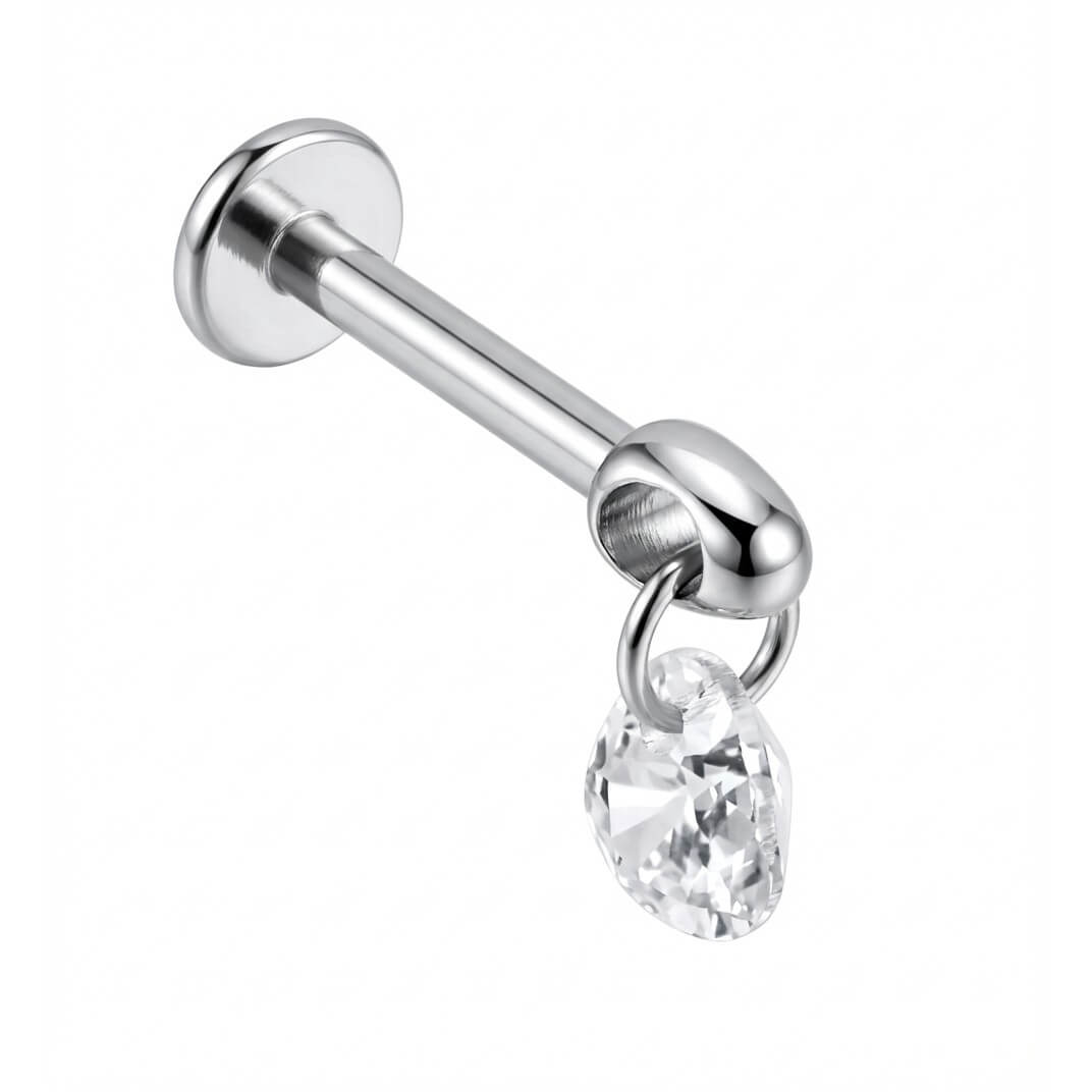 Titanium Labret 3 cubic zirconias Internally Threaded