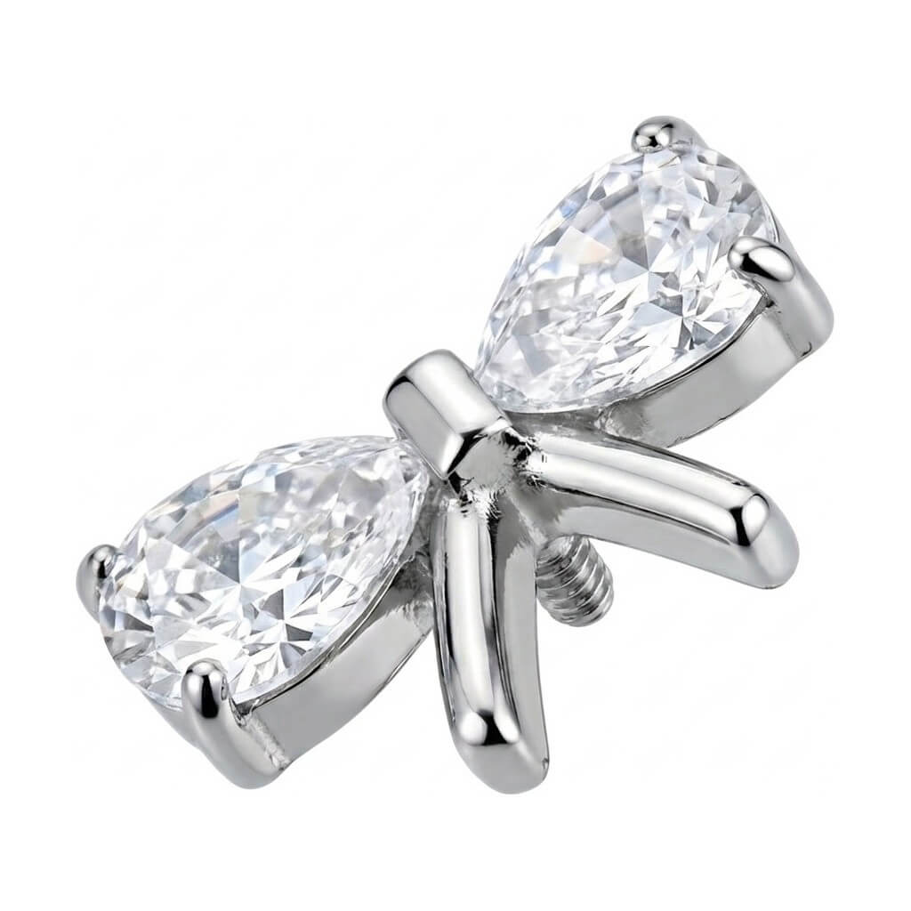 Titanium Top Bow With Teardrop Zirconia Internally Threaded