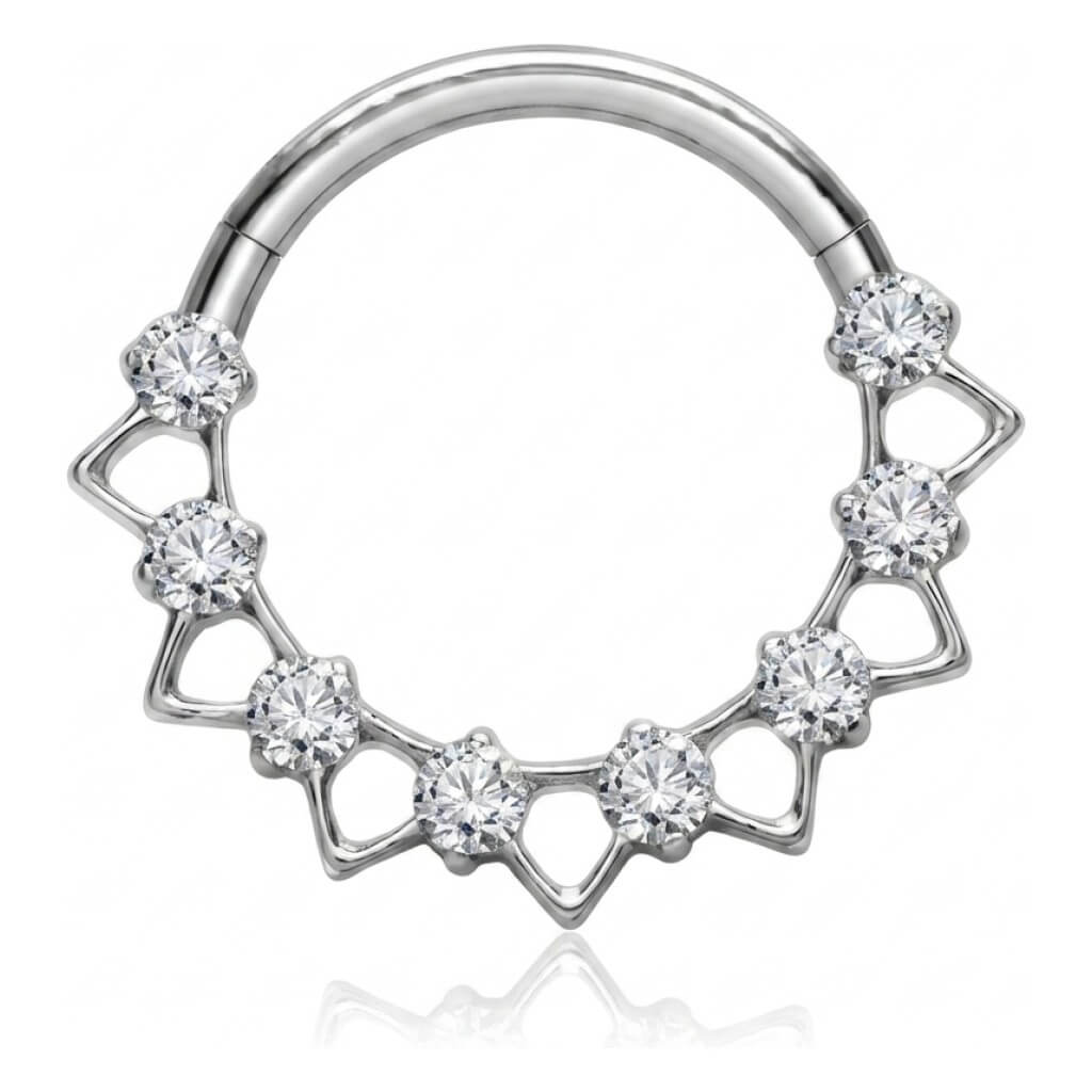 Titanium Ring Triangles Zirconia Clicker