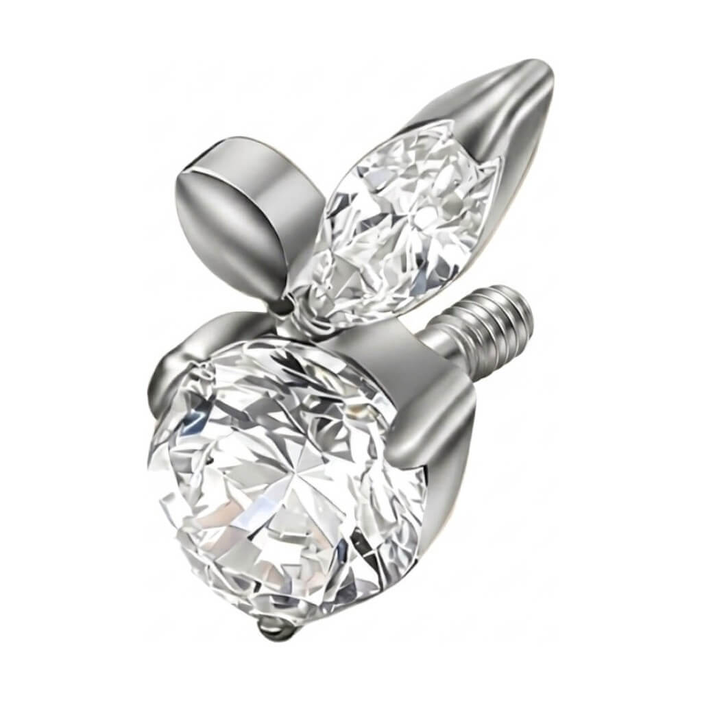 Titanium Top Round Stone Leaf Cluster Internally Threaded