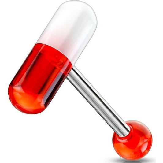 Tongue Barbell Acrylic Pill