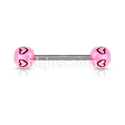 Barbell Acrylic Heart Ballls