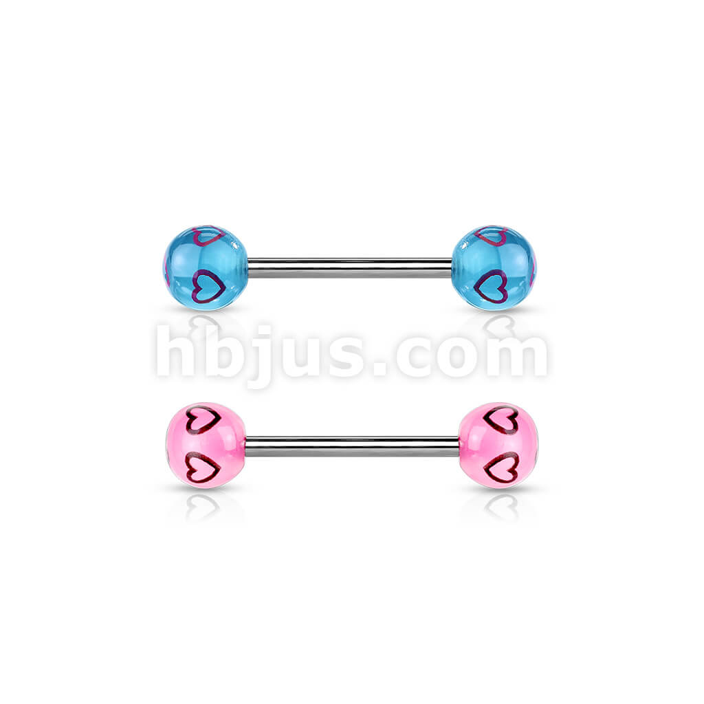 Barbell Acrylic Heart Ballls