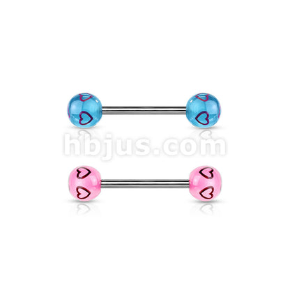 Barbell Acrylic Heart Ballls