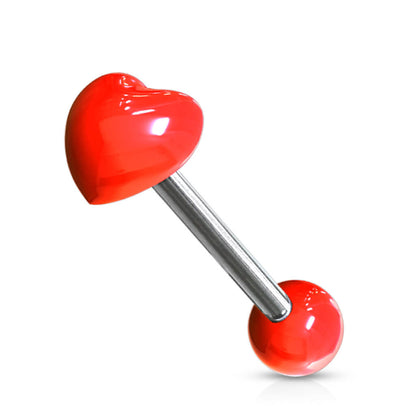 Tongue Barbell Acrylic Heart