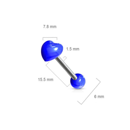 Tongue Barbell Acrylic Heart