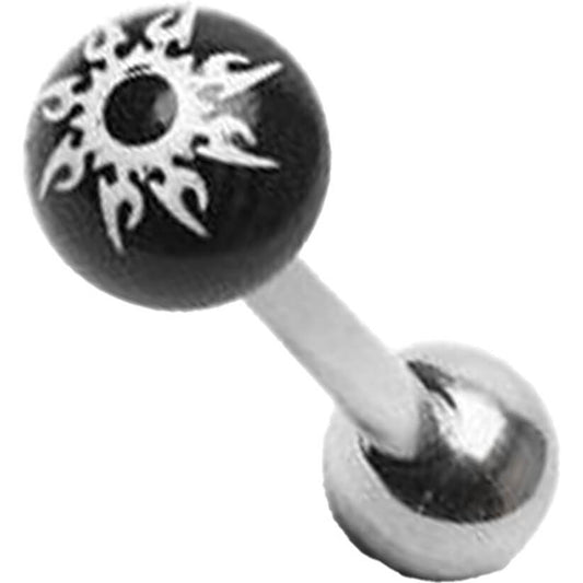 Barbell Lingua Sfera Tribale in acrilico con design Sole