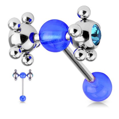 Barbell Lingua Sfera in acrilico con multisfere in acciaio