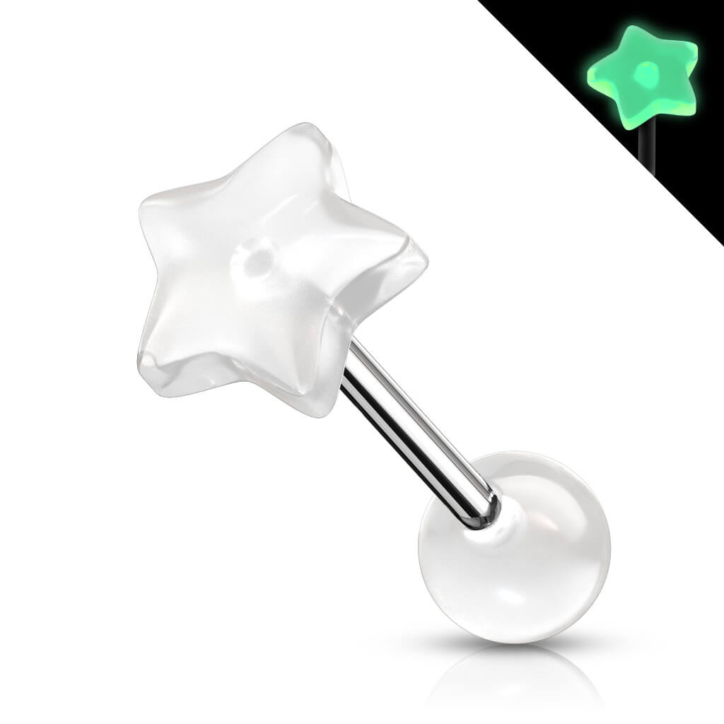 Zungenpiercing Stern Glow in the Dark