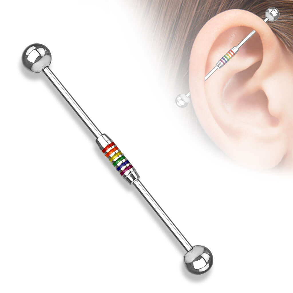 Barbell Industrial Rayas Arco Iris