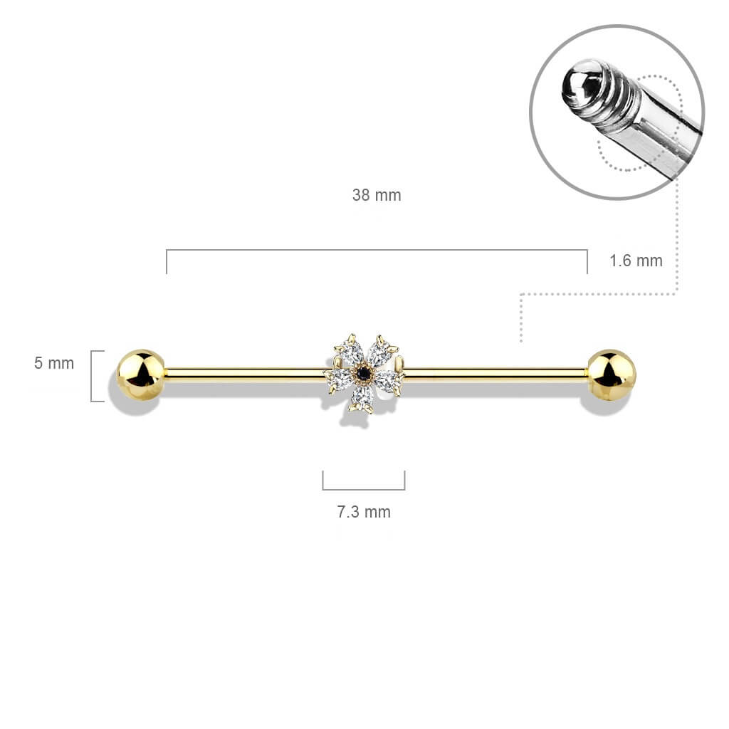 Industrial Barbell Flower Zirconia