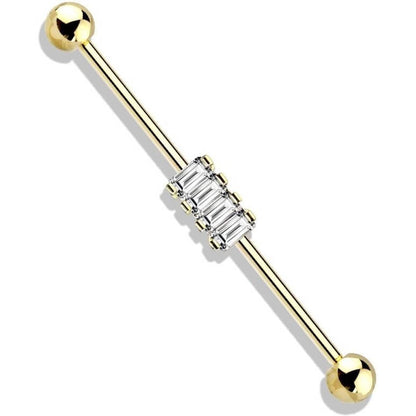 Industrial Barbell 4 Quadrate Zirkonia