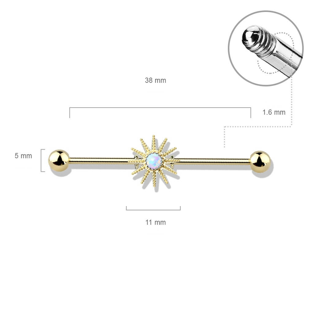 Industrial Barbell Sun Zirconia