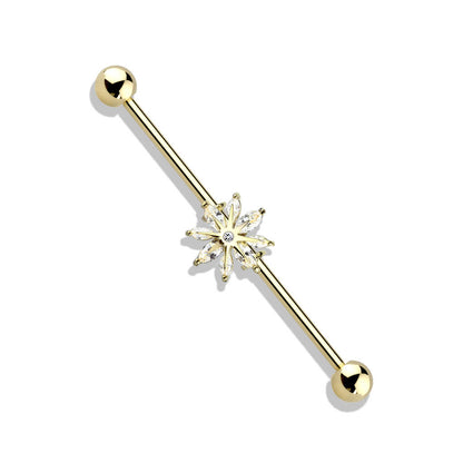 Industrial Barbell Snowflake Zirconia